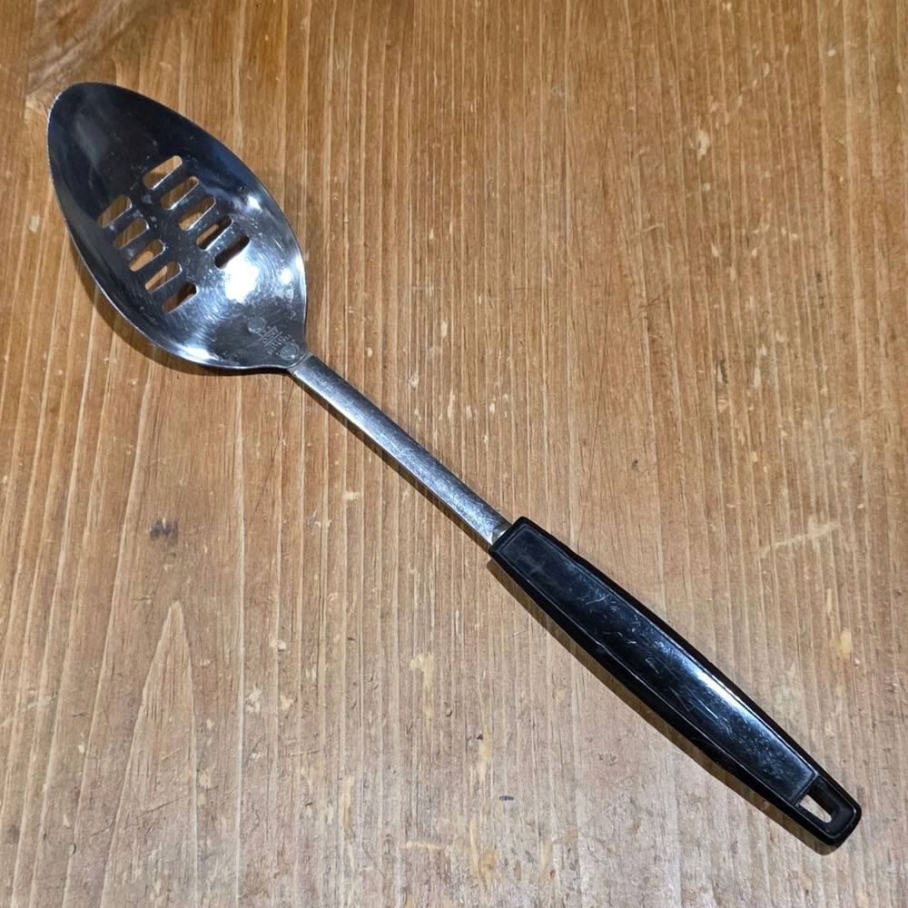 Ekco Slotted Spoon Stainless Steel & Plastic Handle Serving Cooking Vintage USA